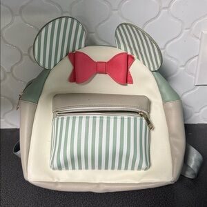 Disney Minnie Mouse Cream and Green Striped mini Backpack